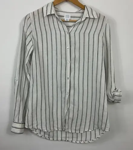 Sigrid Olsen Sigrid Olsen Linen Striped Button Down Shirt Size Small