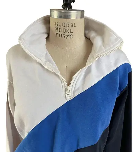 Solid & Striped  Color Block Blue Cotton Pullover Sweatshirt Size Large