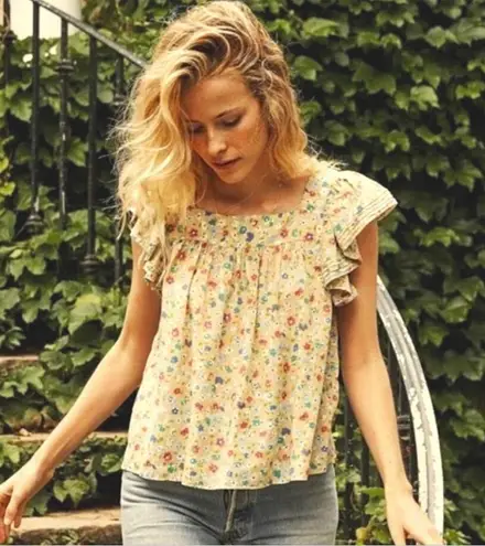 Doen Adeline top in Tasha garden print size medium Yellow