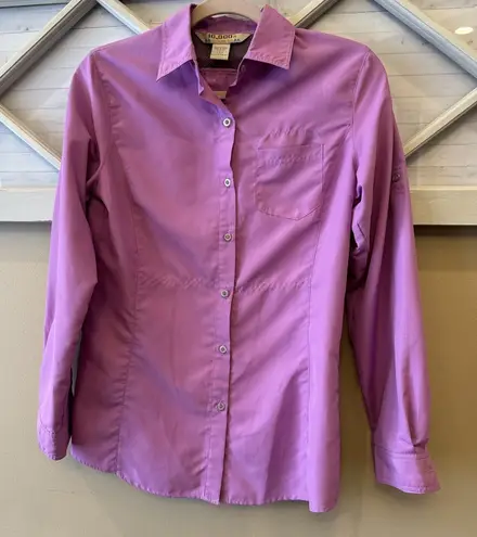 10,000 Ft Above Sea Level Shirt Women's Small Long Sleeve Button UP Top Hiking Pink