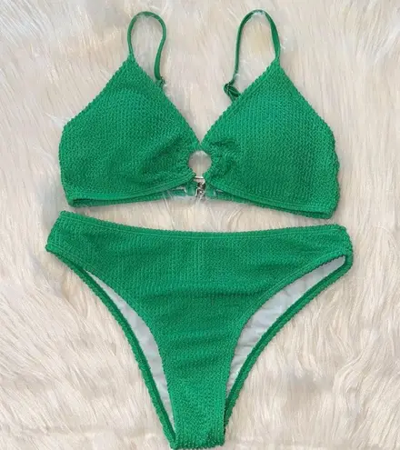 Green Crinkle Textured Bikini 2 Pc Size Small