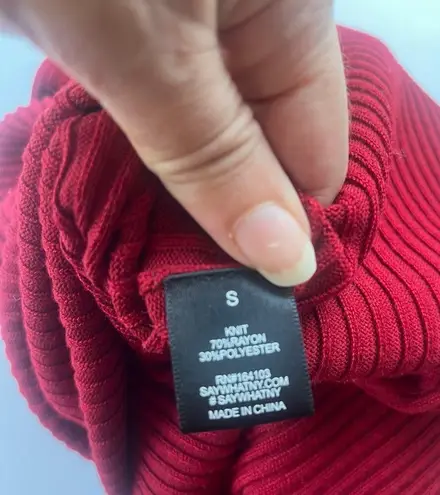 Say What? Vintage Y2K SAY WHAT Long Sleeve Sweater Dress Sz S Red Bodycon Corset Holiday