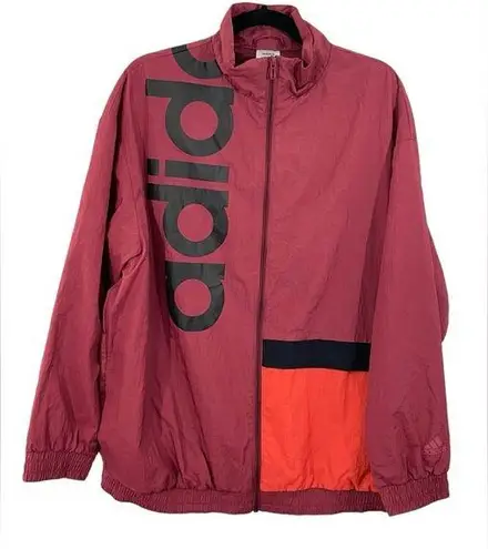 Adidas  Women’s Track Jacket Size XL Nylon Windbreaker Red Black Retro