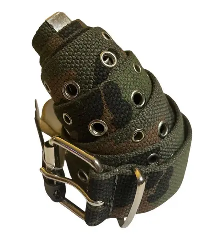 NWT Adjustable Camouflage Plus Size Canvas Belt with Silver Buckle | Size 2X Green