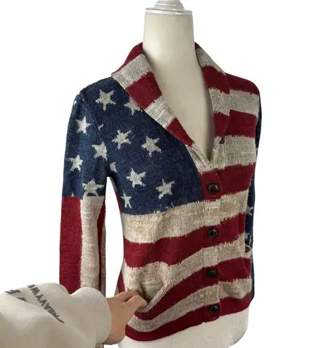 Denim & Supply Ralph Lauren American Flag Sweater Cardigan Size Medium Cotton