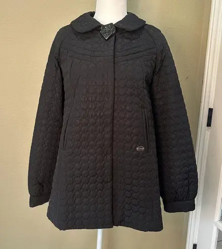 Betsey Johnson RARE Black Quilted Swing Coat / Raincoat - size small