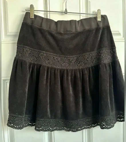 Juicy Couture Vintage Y2K  black terry cloth & Crochet Skirt size medium