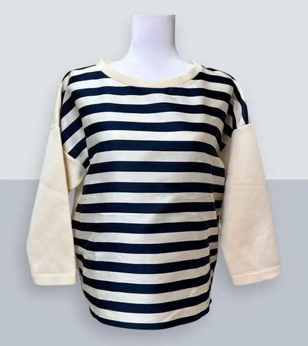 Moncler MINT🌟 Maglia Girocollo Round Neck Jumper Blouse Striped Blue Cream Large