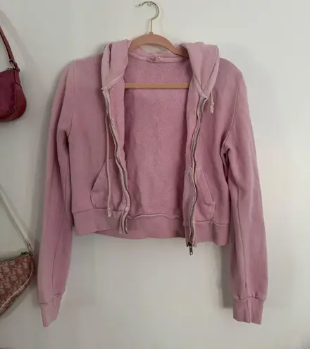 Brandy Melville Light Pink Cropped Hoodie