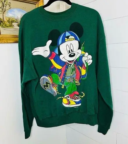 Mickey unlimited Vtg 90's Hip Hop Mickey Sweatshirt Green USA Made XL