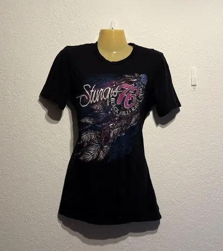 Sturgis 76th Annual Motorcycle Rally Black Graphic Tee Size Large 2016 Purple L