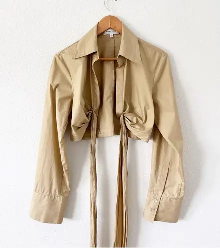 Ronny Kobo Palmer Wrap Crop Top in Sand Tan