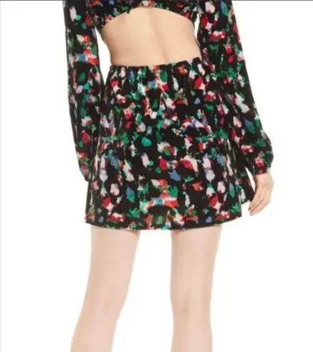 Open Edit NWT  Floral Velvet Cut Out Back Mini Dress