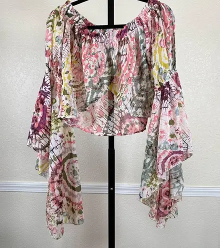 Live 4 Truth Festival Romantic Boho Crop Top Off Shoulder Ruffle Lightweight Medium Western