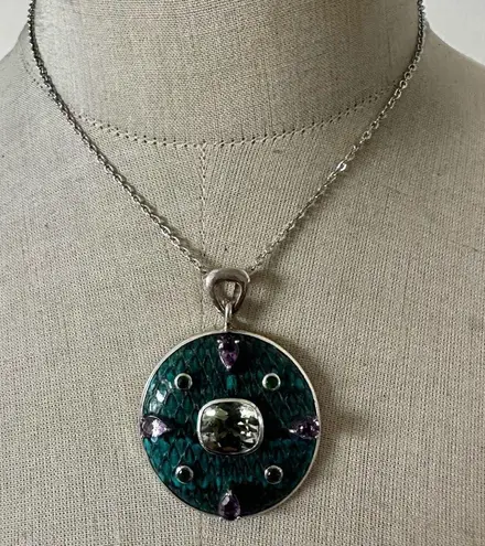 Chi by Falchi Sterling Prasiolite, Amethyst & Peridot Enamel Pendant Necklace