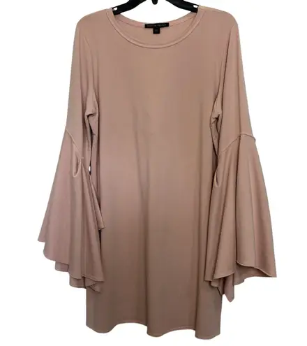 Boston Proper Light Pink Bell Sleeve Mini Sweatshirt Dress Size Large Comfy
