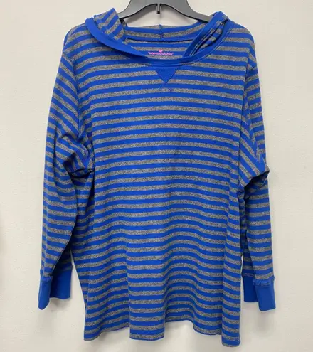 Woman Within Blue & Gray Striped Hoodie Sweatshirt Plus Size 26/28