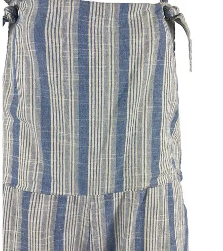 Lulus  L Blue & White Striped 100% Cotton Lined Overall Romper Shortalls