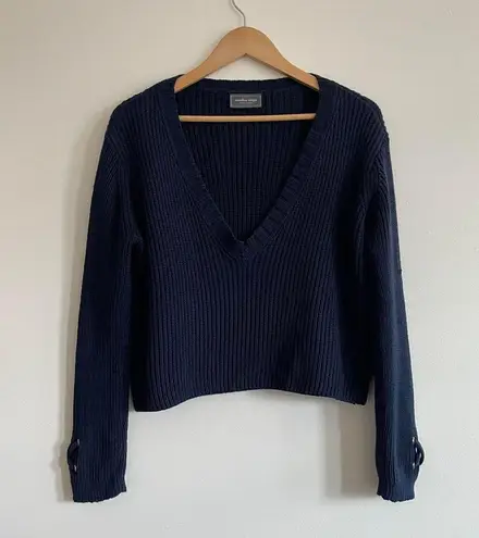 Wooden Ships Wooden Ship Blue Deep VNeck Crop Top Knitted Sweater