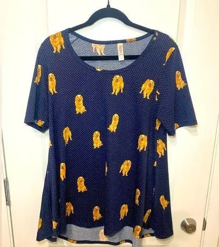 LuLaRoe  Golden Retriever with polka dot perfect t Tshirt