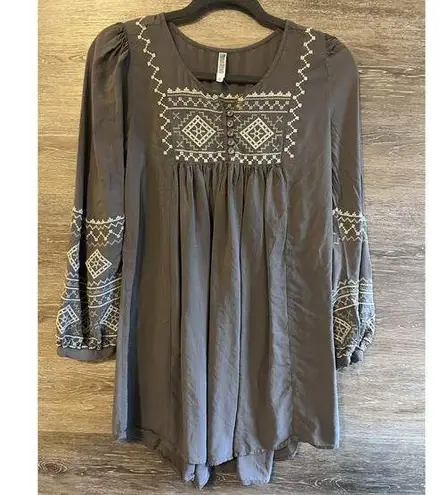 Monoreno Cottagecore Embroidered Peasant Tunic Sz S Festival Boho Western Top