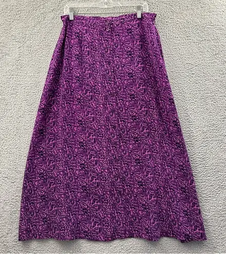Vintage Laura Leigh Ltd 100% Silk Floral Maxi Skirt Fairy Grunge Boho Retro W 12 Purple
