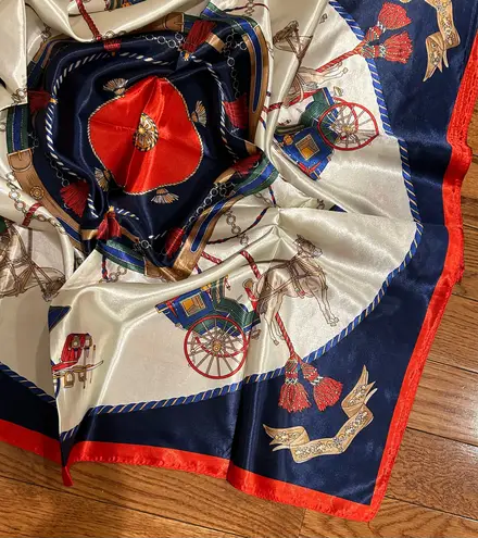 Vintage Regal Carriage&Horse EQUESTRIAN oversized square Silk Scarf 35/35