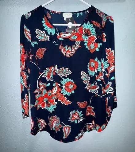 Van Heusen Black and Red Blouse Top