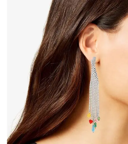 INC silver tone fringe earrings NWT