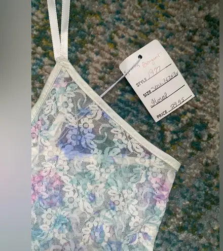 Vintage dead stock spring bouquet lace lingerie sexy bodysuit, size large