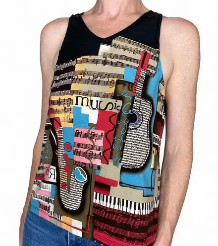 Vintage Y2K Nygard Collection Music Piano Jazz Printed Tank Top Multiple Size L