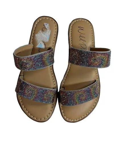 Wild Pair Rainbow Sparkle Slide Sandal Size 5 New