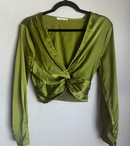 Le lis  Olive Green Twist Front Blouse thumbnail 1