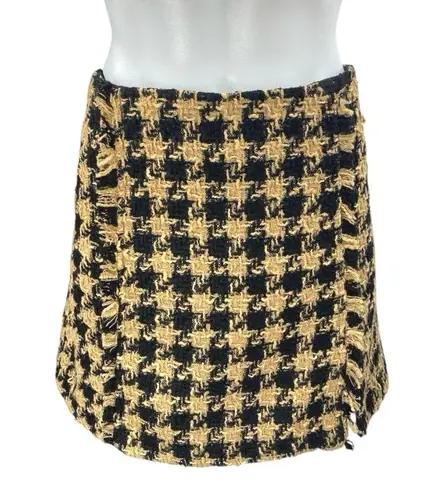 House of Harlow 1960 Yellow Black Gingham Long Sleeve Blazer Skirt 2 Pc Set S/M