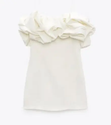 ZARA SATIN EFFECT DRESS OYSTER WHITE