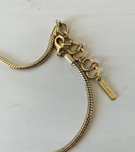 Nine West Rhinestone Bauble Multicolored and Gold Chain Necklace