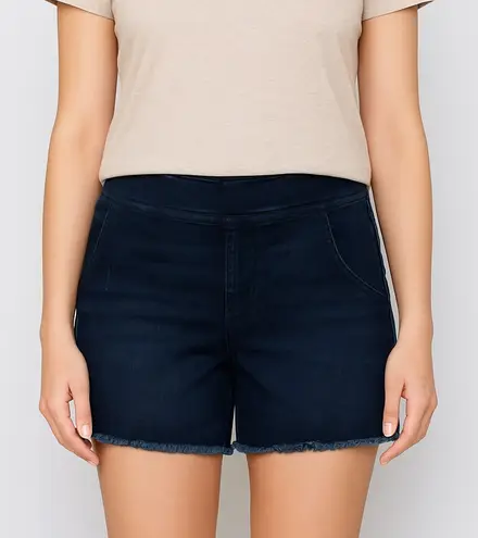 Belle by Kim Gravel Women’s Denim Shorts Size 12 Dark Wash Raw Hem NWOT Blue