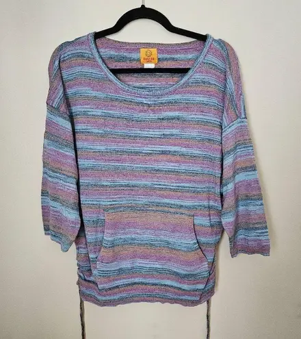 Ruby Rd. Top Knit Striped Petite Blue Purple Orange Pocket Cinched Sides Casual Size undefined