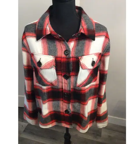 B.B. Dakota Steve Madden Plaid Boxy Shacket Jacket Red Large L
