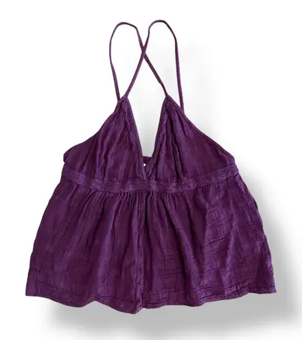 Melrose and Market Gauzy Criss Cross Strap Tank Womens Size L Purple
