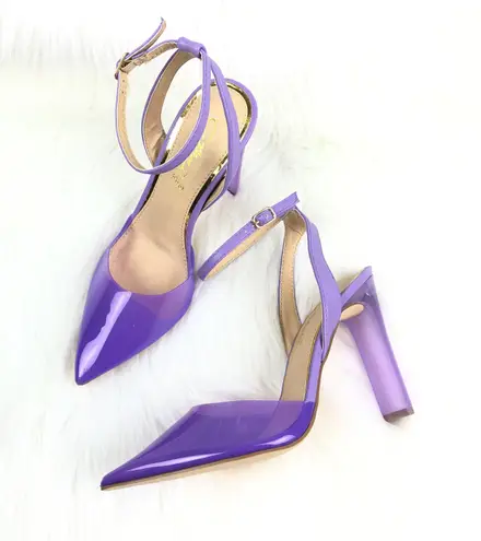 Cathy Din Evalina Translucent Slingback Heel Pointed Toe Sandals Lilac Size 7.5