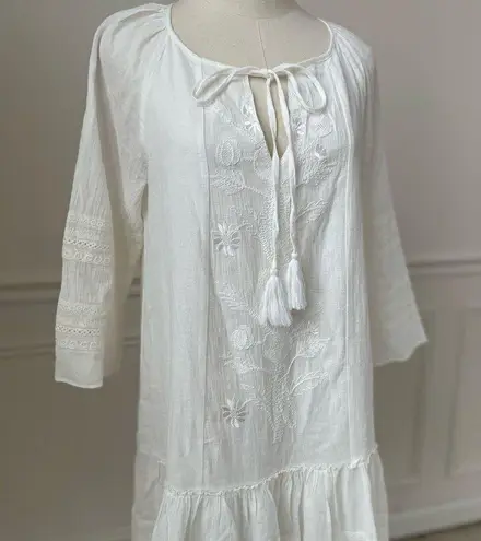 Sundance Cottagecore Southwestern Prairie Aline Shift Dress Western Boho S White