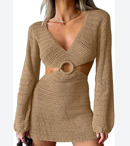 Women's Summer Swim Cover Up dress size Large Tan