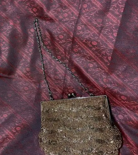 Gorgeous EUC copper and bronze beaded mini evening bag Brown