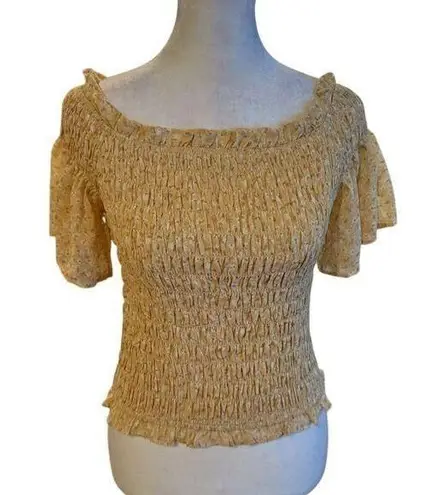 Prómesa Promesa Women's M Yellow Floral Off-Shoulder Smocked Blouse Top