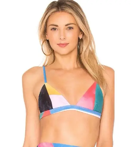Mara Hoffman Astrid Multicolor UPF 50 Triangle Bikini Swimsuit Top Size Small