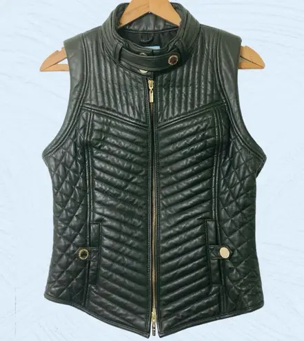 Guess by Marciano  Women’s Medium Quilted Natural Green Leather Biker Vest