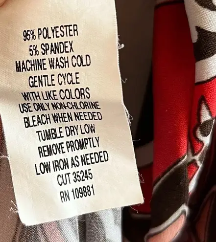 Sunny Leigh Dress Coral Brown & White Paisley Cowl Neck 3/4 Sleeves Sz XL EUC