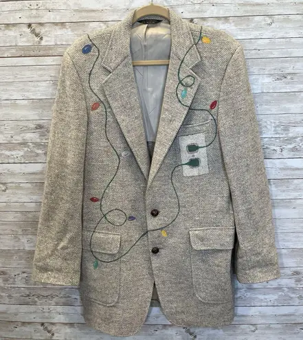 Vintage Handmade One Of A Kind Christmas Womens XXL Coat Hand Painted Wool Teddy Gray Size 2X