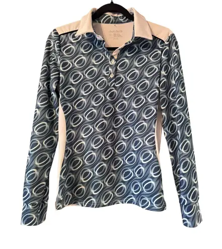 Jack Smith Women's Long Sleeve Polo Shirt Abstract Print Golfing Top Blue